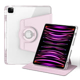 iPad Pro 12.9" (2022 / 2021 / 2020 / 2018) 2 i 1 Hybrid Flip Cover m. Pen Holder og Kameralinse Beskytter - Pink / Gennemsigtig