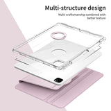 iPad Pro 12.9" (2022 / 2021 / 2020 / 2018) 2 i 1 Hybrid Flip Cover m. Pen Holder og Kameralinse Beskytter - Pink / Gennemsigtig