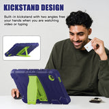 Samsung Galaxy Tab A9 Håndværker Bagside Cover m. Kickstand - Navy Blå / Grøn