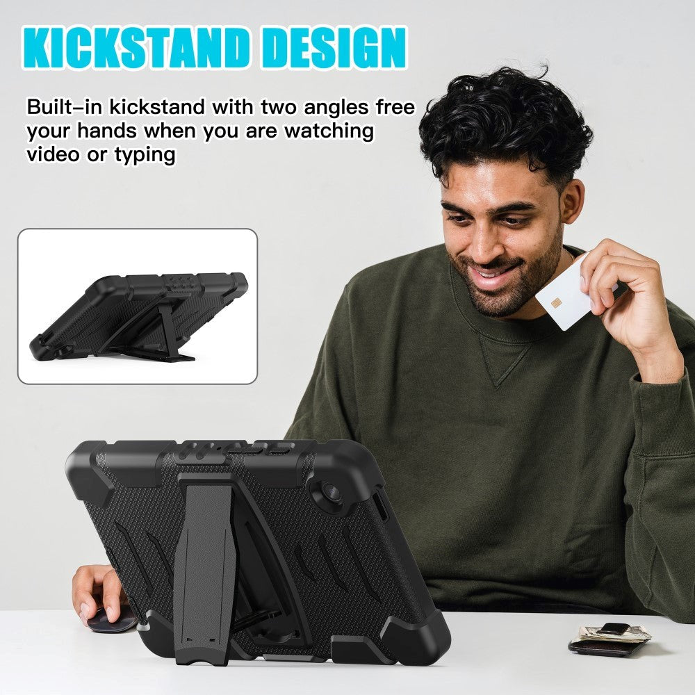 Samsung Galaxy Tab A9 Håndværker Bagside Cover m. Kickstand - Sort