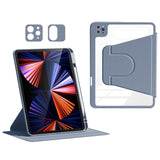 iPad Air 10.9-11" (2024-2020) / Pro 11" (2022-2018) Hybrid Flip Cover m. Pen Holder og Kameralinse Beskytter - Lilla / Gennemsigtig