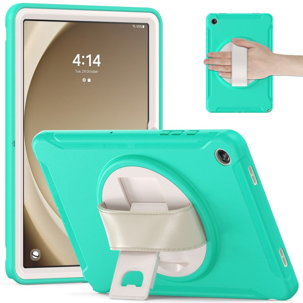 Samsung Galaxy Tab A9+ (Plus) Håndværker Bagside Cover m. Håndholder & Kickstand - Mintgrøn