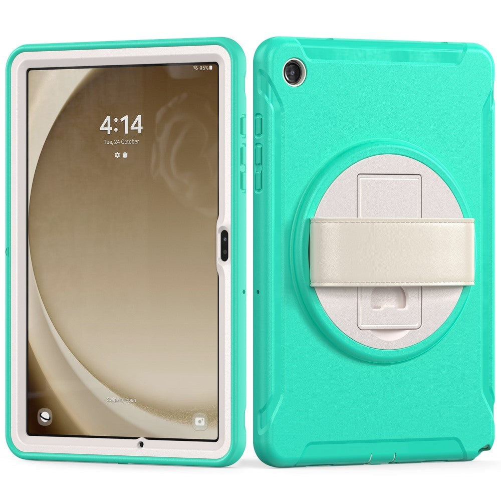 Samsung Galaxy Tab A9+ (Plus) Håndværker Bagside Cover m. Håndholder & Kickstand - Mintgrøn