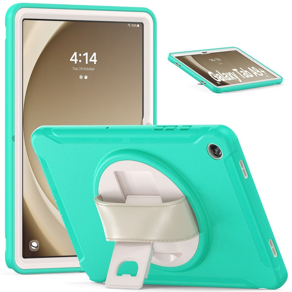 Samsung Galaxy Tab A9+ (Plus) Håndværker Bagside Cover m. Håndholder & Kickstand - Mintgrøn