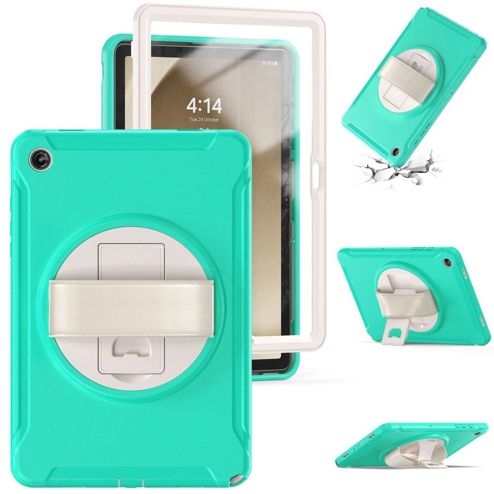 Samsung Galaxy Tab A9+ (Plus) Håndværker Bagside Cover m. Håndholder & Kickstand - Mintgrøn