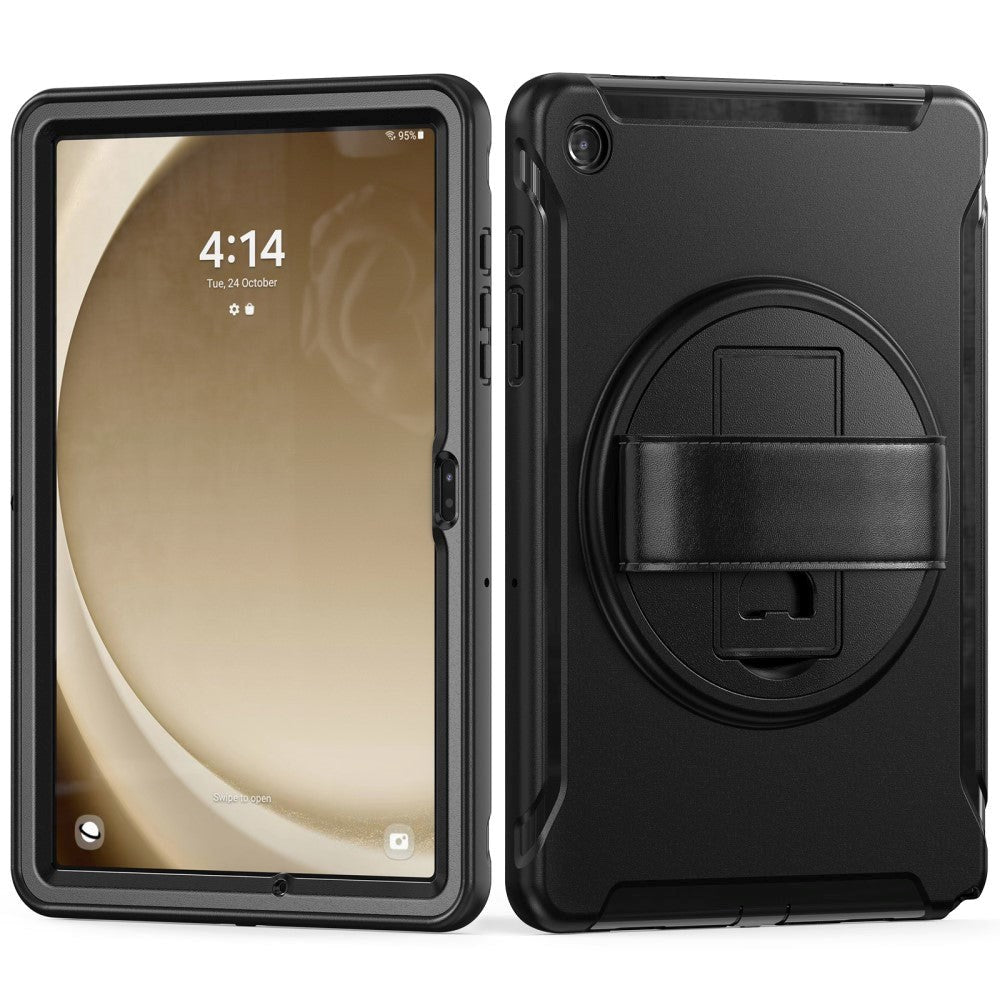 Samsung Galaxy Tab A9+ (Plus) Håndværker Bagside Cover m. Håndholder & Kickstand - Sort