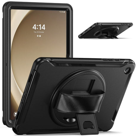 Samsung Galaxy Tab A9+ (Plus) Håndværker Bagside Cover m. Håndholder & Kickstand - Sort