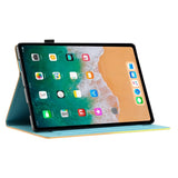 iPad Air (2022 / 2020) / Pro 11 (2022 / 2021 / 2020 / 2018) Læder Flip Cover m. Ståfunktion & Kortholder - Grøn / Guld Marmor