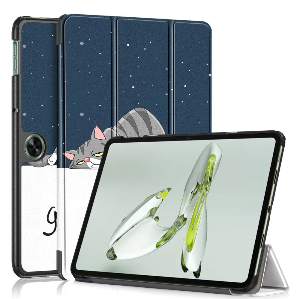 OnePlus Pad Go Læder Flip Cover m. Tri-fold Stand & Vågeblus Funktion - "Good Night"