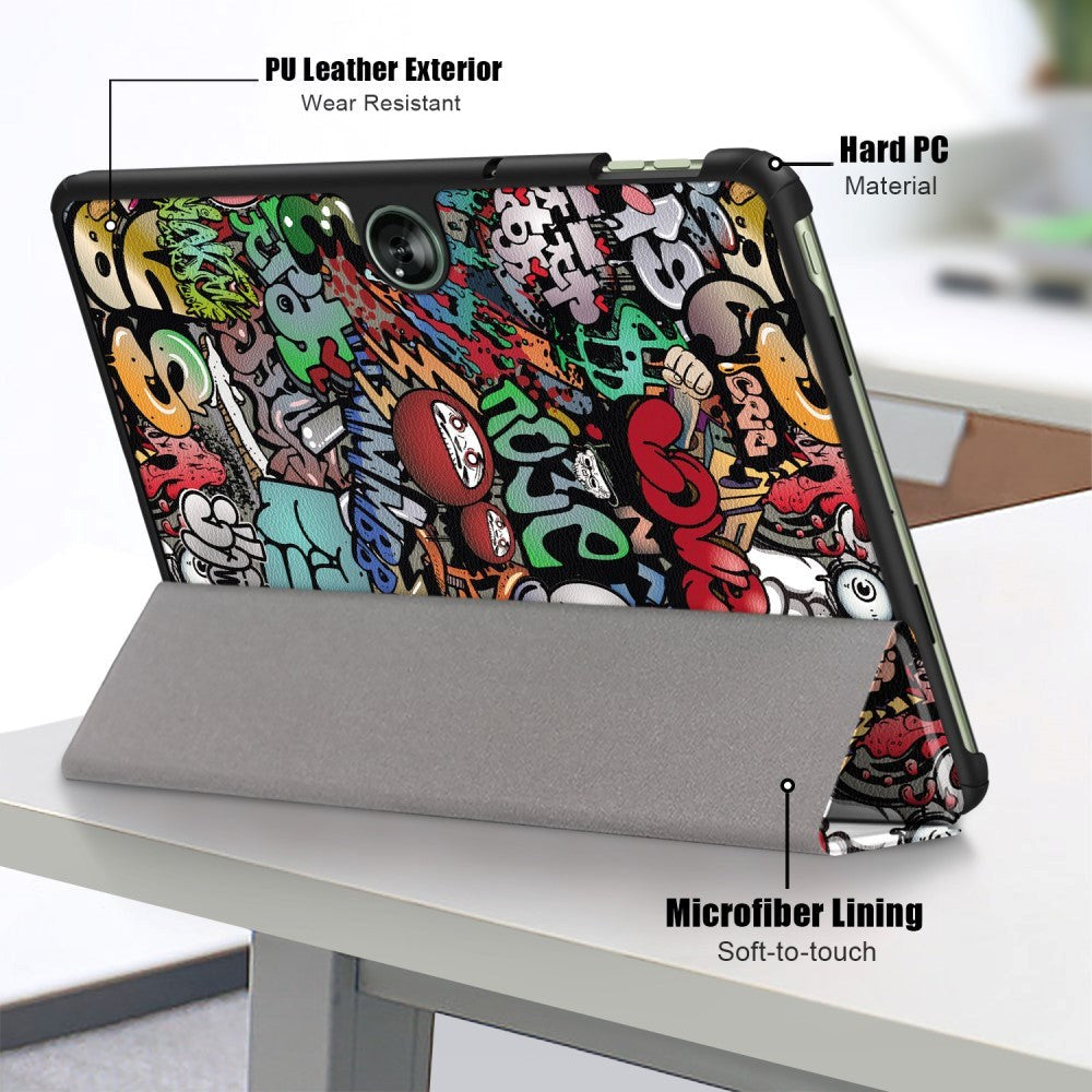 OnePlus Pad Go Læder Flip Cover m. Tri-fold Stand & Vågeblus Funktion - Graffiti