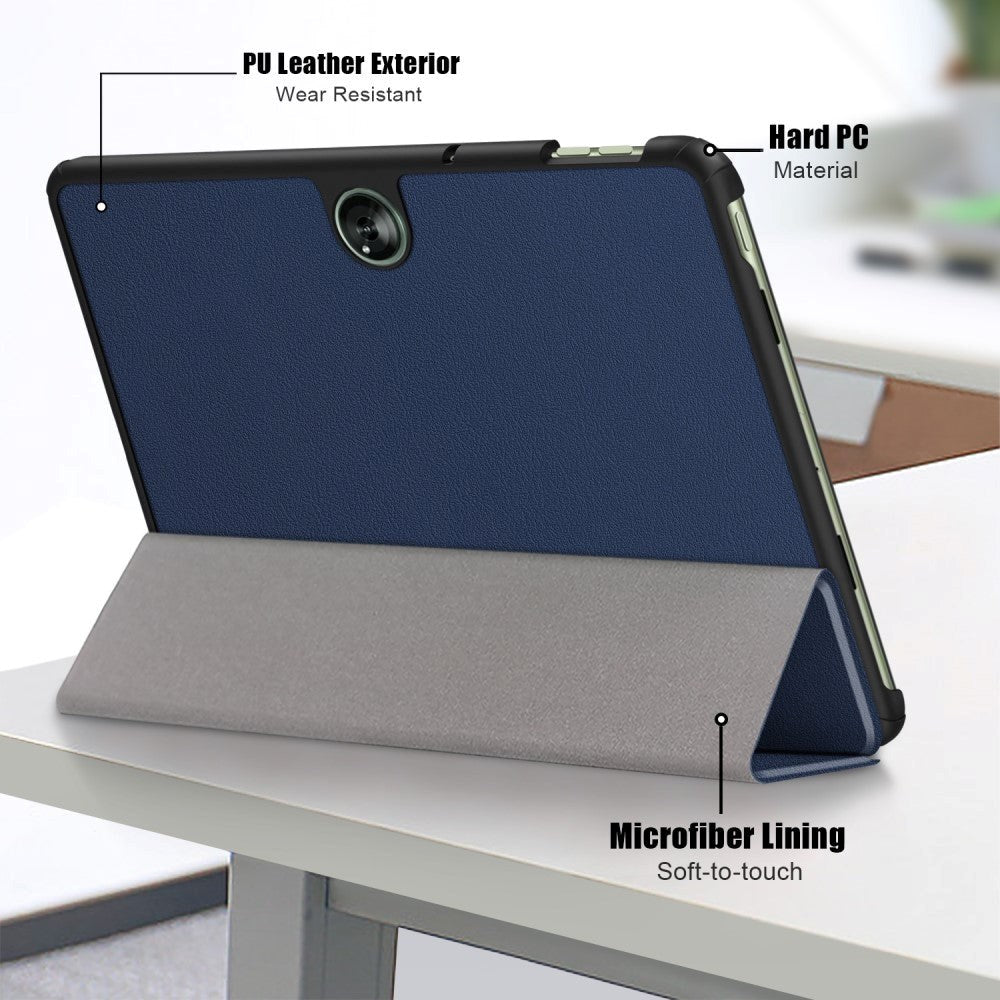 OnePlus Pad Go Tri-Fold Læder Flip Cover m. Standerfunktion - Blå