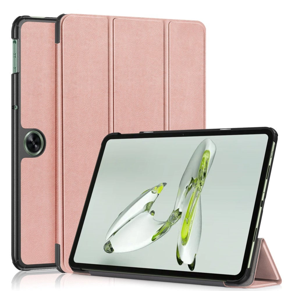 OnePlus Pad Go Tri-Fold Læder Flip Cover m. Standerfunktion - Rose Gold