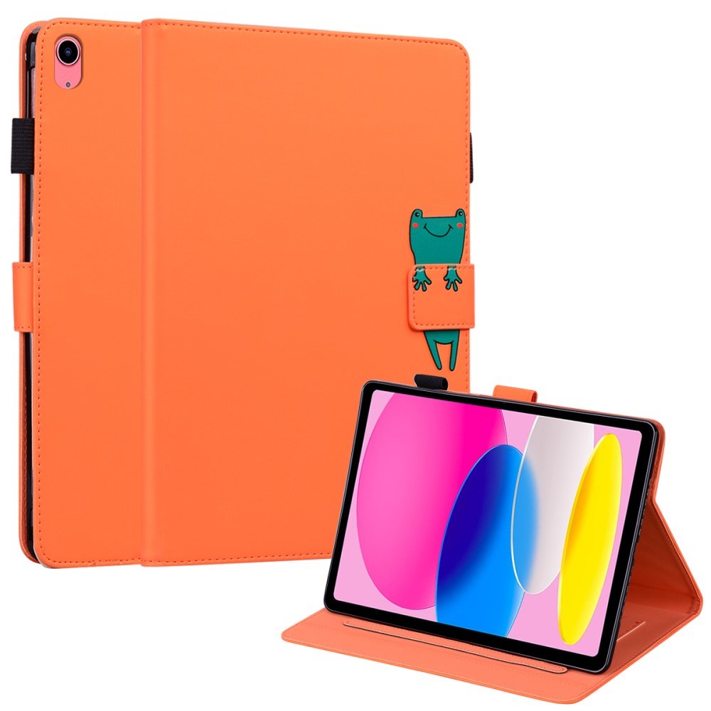 iPad 10.9" ( 2022) Læder Flip Cover m. Dyremotiv - Orange