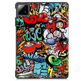 EIDERWOOD Xiaomi Pad 6S Pro Tri-Fold Kunstlæder Flip Cover m. Vågeblus Funktion - Graffiti