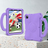 EIDERWOOD iPad Air 10.9" (2022 / 2020) / Pro 11" (2024-2018) Børne Cover - Fodbold - Kickstand & Håndtag - Lilla