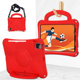 EIDERWOOD iPad Air 10.9" (2022 / 2020) / Pro 11" (2024-2018) Børne Cover - Fodbold - Kickstand & Håndtag - Rød