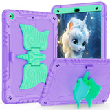 EIDERWOOD iPad 10.2" (2021 / 2020 / 2019) Unicorn Kickstand Børne Cover - Lilla / Grøn