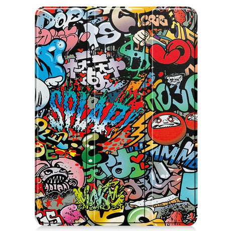 EIDERWOOD iPad Pro 11" (2024) Tri-Fold Kunstlæder Flip Cover m. Vågeblus Funktion - Graffiti