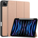 EIDERWOOD iPad Pro 11" (2024) Tri-Fold Kunst Læder Flip Cover m. Apple Pencil Holder - Rose Gold