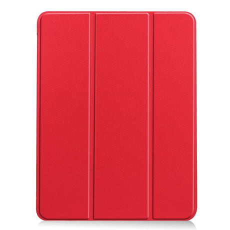 EIDERWOOD iPad Air 11" (2024) Litchi Tri-Fold Læder Flip Cover m. Apple Pencil Holder - Rød