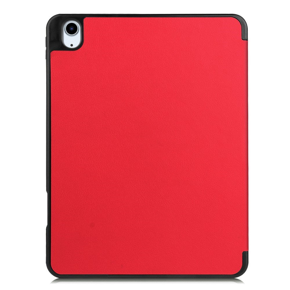 EIDERWOOD iPad Air 11" (2024) Litchi Tri-Fold Læder Flip Cover m. Apple Pencil Holder - Rød