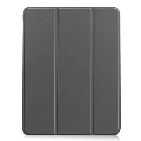 EIDERWOOD iPad Air 11" (2024) Litchi Tri-Fold Læder Flip Cover m. Apple Pencil Holder - Grå