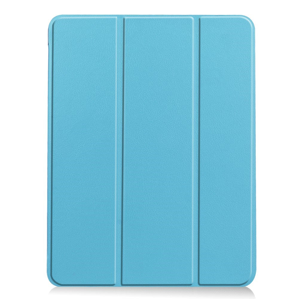 EIDERWOOD iPad Air 11" (2024) Litchi Tri-Fold Læder Flip Cover m. Apple Pencil Holder - Lyseblå