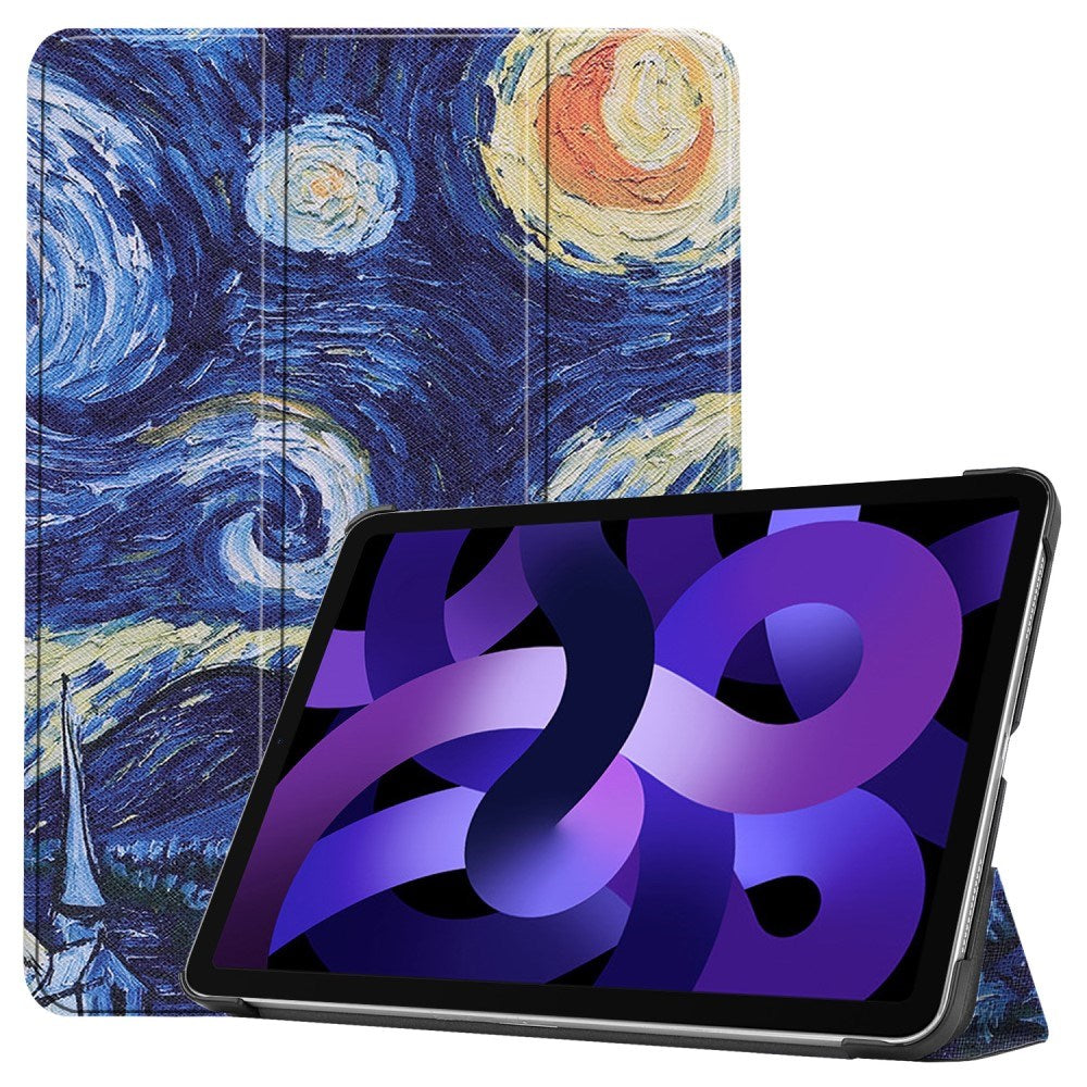 EIDERWOOD iPad Air 11" (2024) Tri-Fold Kunstlæder Flip Cover m. Vågeblus Funktion - Maleri