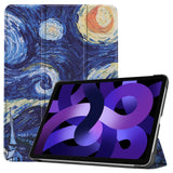 EIDERWOOD iPad Air 11" (2024) Tri-Fold Kunstlæder Flip Cover m. Vågeblus Funktion - Maleri