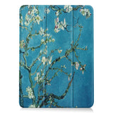 EIDERWOOD iPad Air 11" (2024) Tri-Fold Kunstlæder Flip Cover m. Vågeblus Funktion - Hvide Blomster