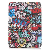 EIDERWOOD iPad Air 11" (2024) Tri-Fold Kunstlæder Flip Cover m. Vågeblus Funktion - Graffiti