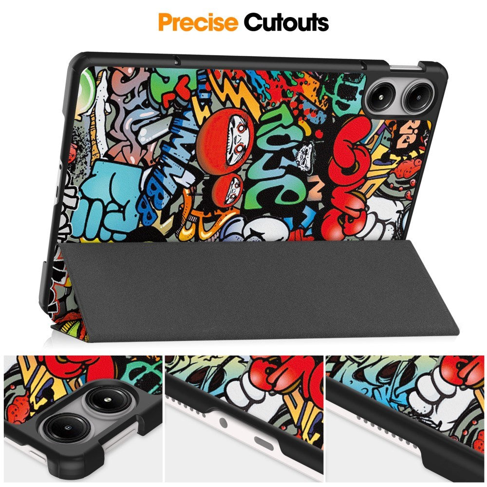 EDIERWOOD Xiaomi Redmi Pad Pro Tri-Fold Kunstlæder Flip Cover m. Vågeblus Funktion - Graffiti