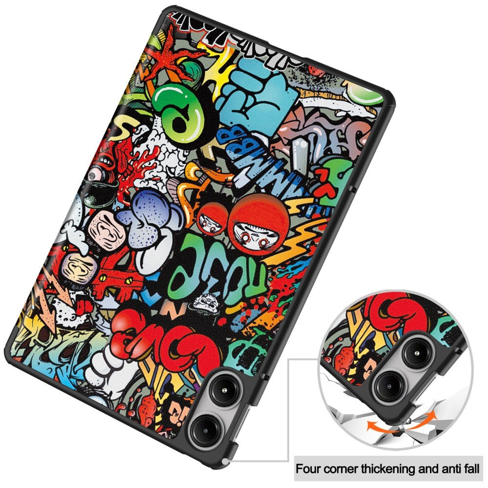 EDIERWOOD Xiaomi Redmi Pad Pro Tri-Fold Kunstlæder Flip Cover m. Vågeblus Funktion - Graffiti