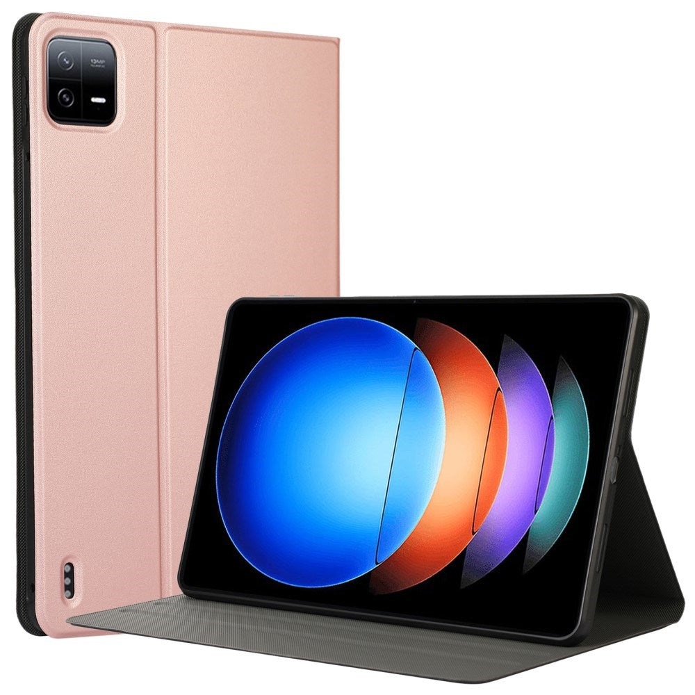 EIDERWOOD Xiaomi Pad 6S Pro Vegansk Læder Tablet Flip Cover m. Ståfunktion - Rose Gold