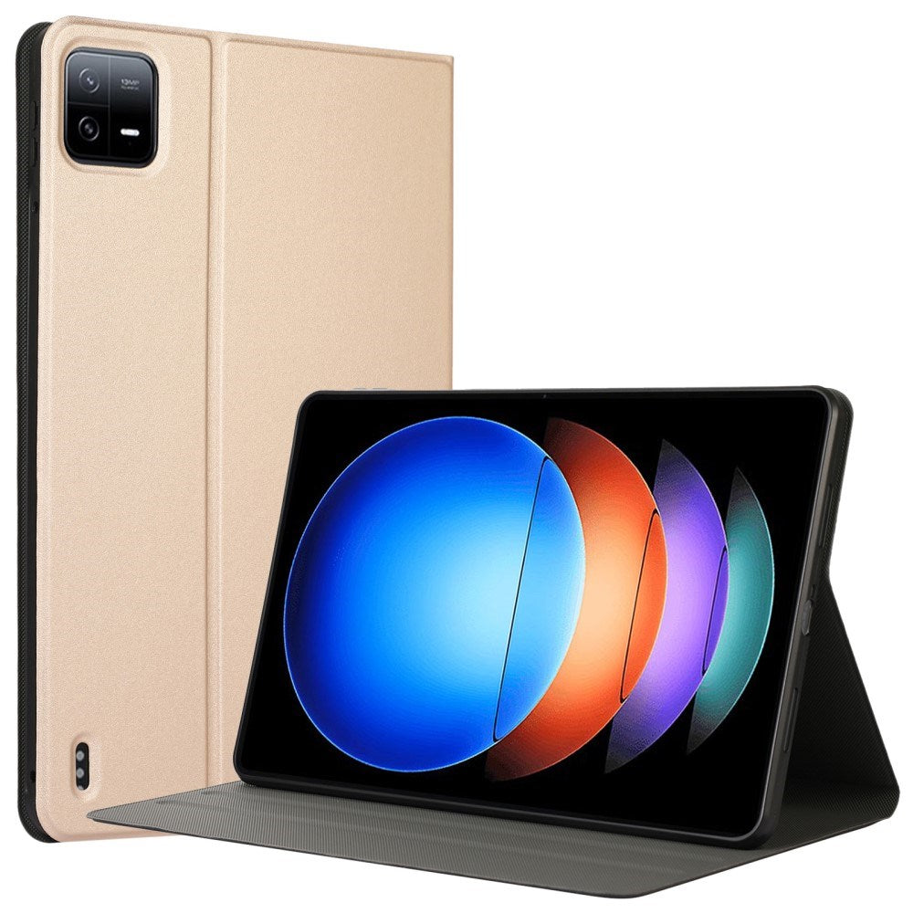 EIDERWOOD Xiaomi Pad 6S Pro Vegansk Læder Tablet Flip Cover m. Ståfunktion - Guld