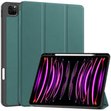 EIDERWOOD iPad Air 13" (2024) Tri-Fold Kunst Læder Flip Cover m. Apple Pencil Holder - Grøn