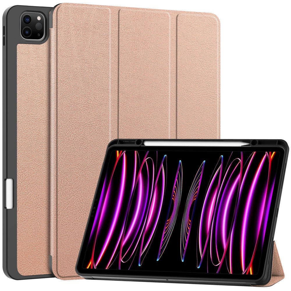 EIDERWOOD iPad Air 13" (2024) Tri-Fold Kunst Læder Flip Cover m. Apple Pencil Holder - Rose Gold