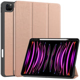 EIDERWOOD iPad Air 13" (2024) Tri-Fold Kunst Læder Flip Cover m. Apple Pencil Holder - Rose Gold