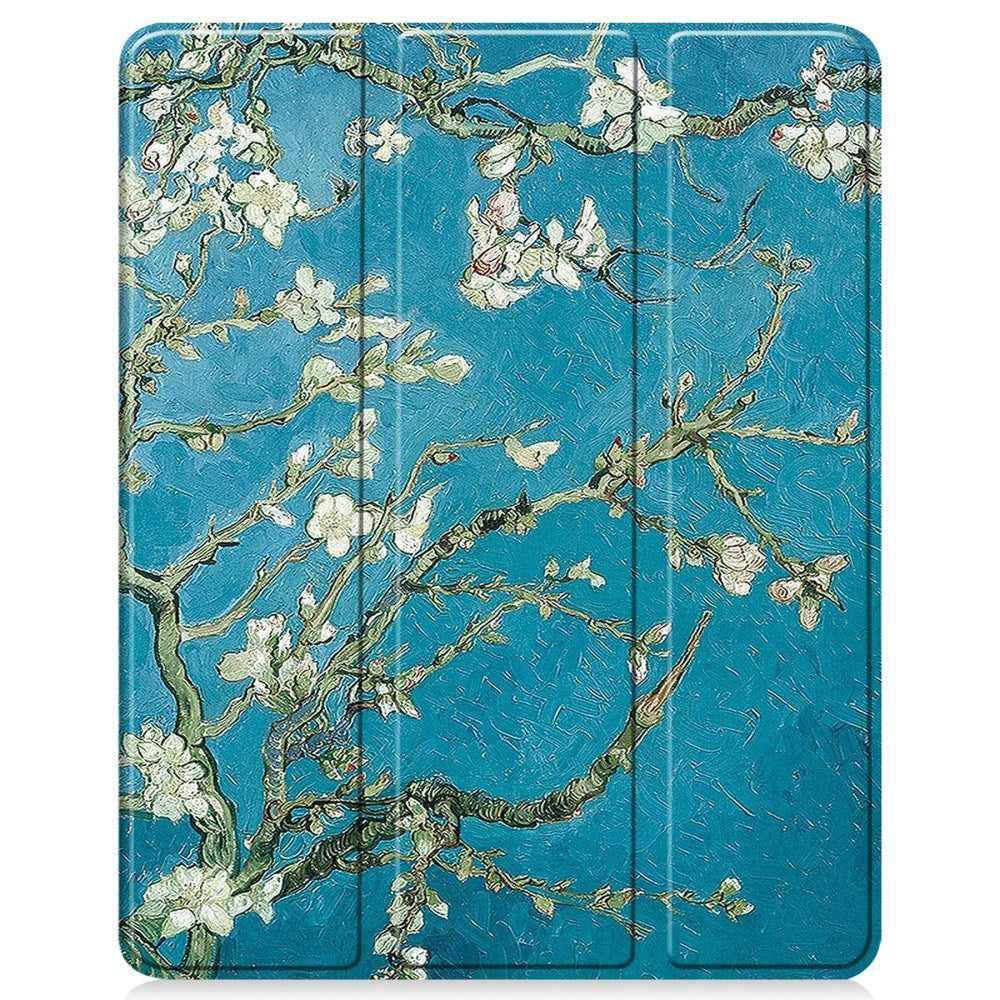 EIDERWOOD iPad Air 13" (2024) Tri-Fold Kunstlæder Flip Cover m. Vågeblus Funktion - Blomster