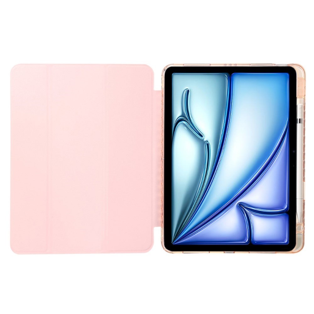 EIDERWOOD iPad Air 11" (2024) Tri-Fold Kunst Læder Flip Cover m. Apple Pencil Holder - Lyserød