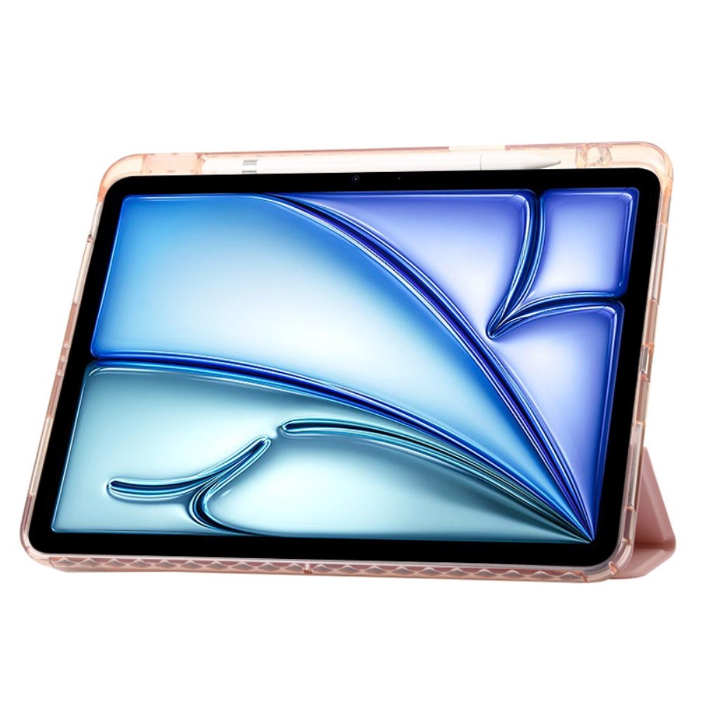 EIDERWOOD iPad Air 11" (2024) Tri-Fold Kunst Læder Flip Cover m. Apple Pencil Holder - Lyserød