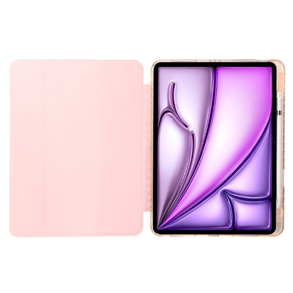 EIDERWOOD iPad Air 13" (2024) Tri-Fold Kunst Læder Flip Cover m. Apple Pencil Holder - Lyserød