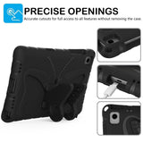 Samsung Galaxy Tab A11+ (Plus) / A9+ (Plus) EIDERWOOD Butterfly Børne Cover m. Skulderstrop & Ståfunktion - Sort