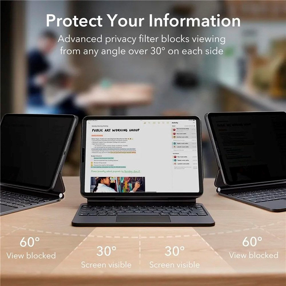 ESR iPad Pro 11 (2024) Magnetisk Skærmbeskyttelse - Privacy - Sort / Gennemsigtig