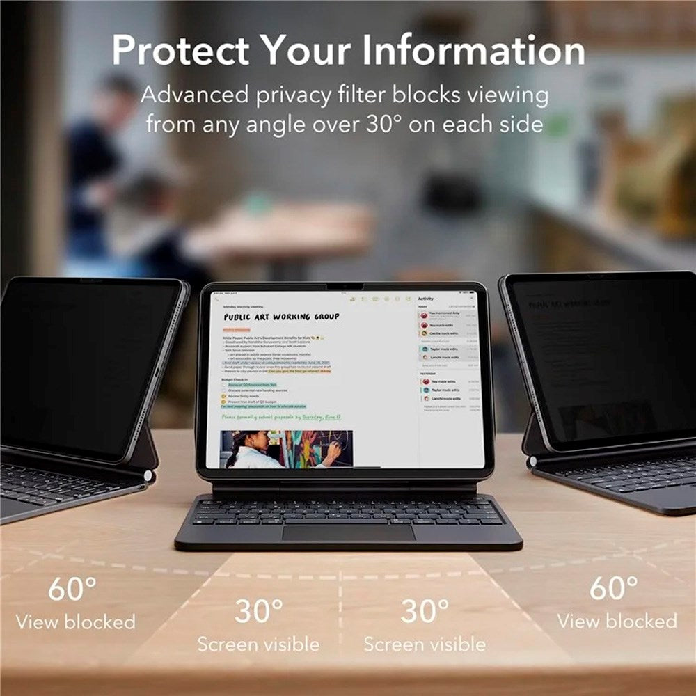 ESR iPad Pro 11 (2024) Magnetisk Skærmbeskyttelse - Privacy - Sort / Gennemsigtig