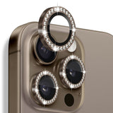 NORTHJO iPhone 16 Pro / 16 Pro Max Beskyttelse til Kameralinse m. Pyntesten - Brun