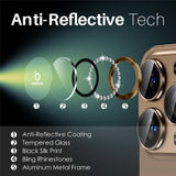NORTHJO iPhone 16 Pro / 16 Pro Max Beskyttelse til Kameralinse m. Pyntesten - Brun