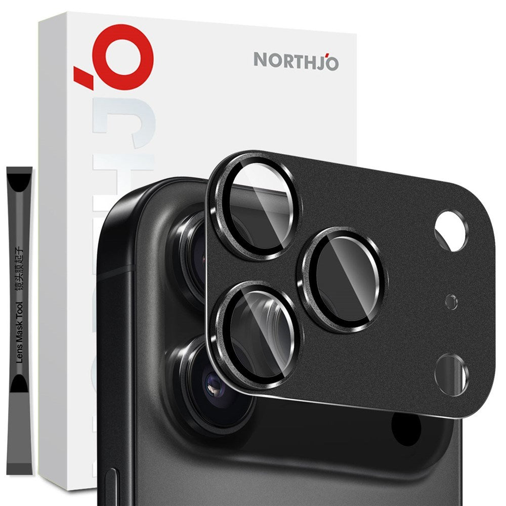 iPhone 17 Pro NORTHJO Kameralinsebeskyttelse - Mat Metal & Glas - Sort