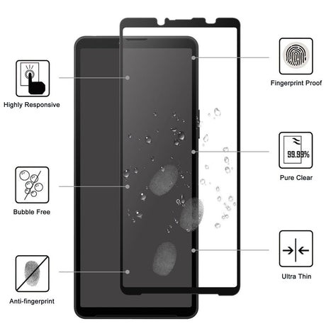 Sony Xperia 10 VIII / 10 VII Skærmbeskyttelsesglas - Gennemsigtig / Sort Kant
