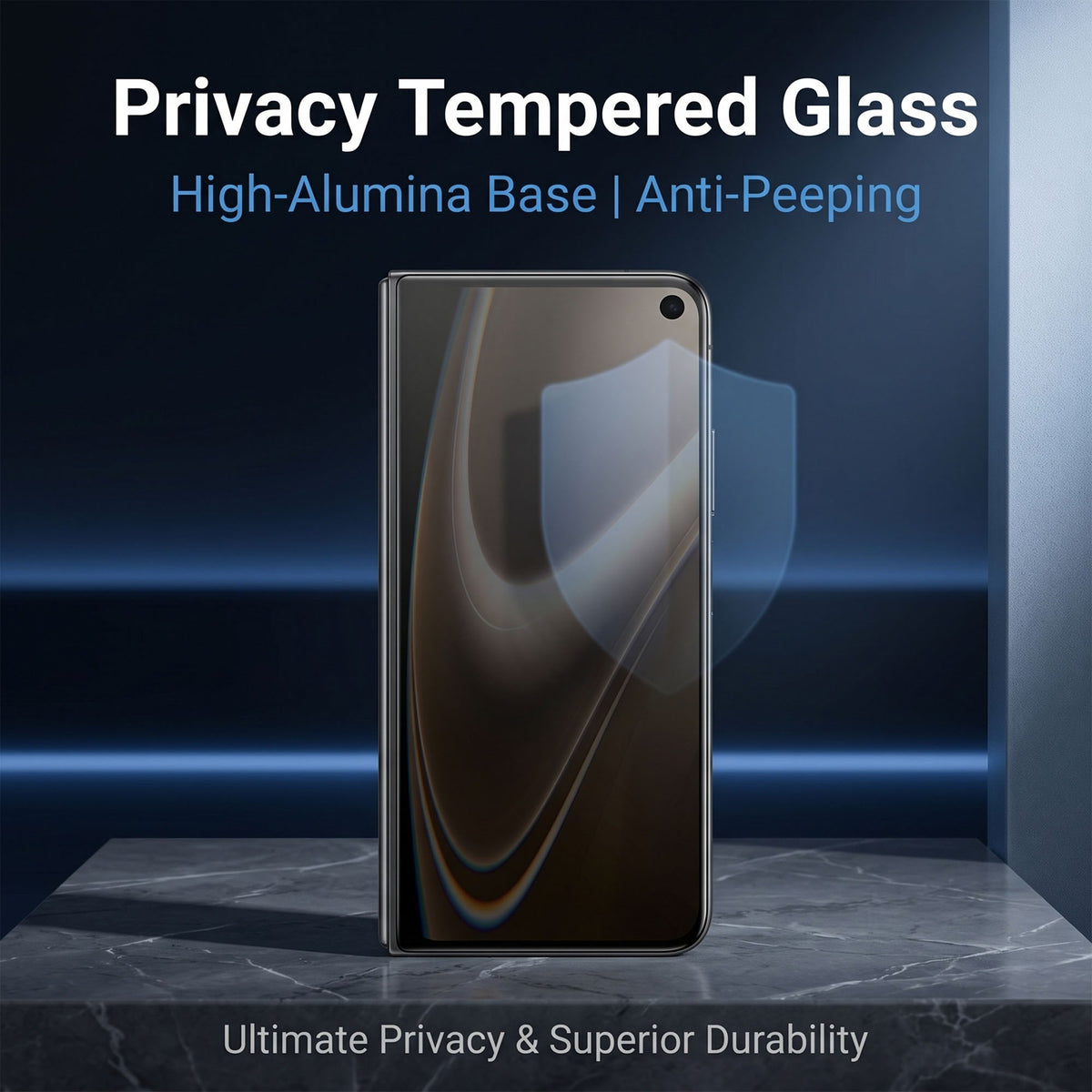 Skærmbeskytter til iPhone Duo i Høj Aluminium-Silicon Glas m. Privacy Funktion - Gennemsigtig / Sort Kant